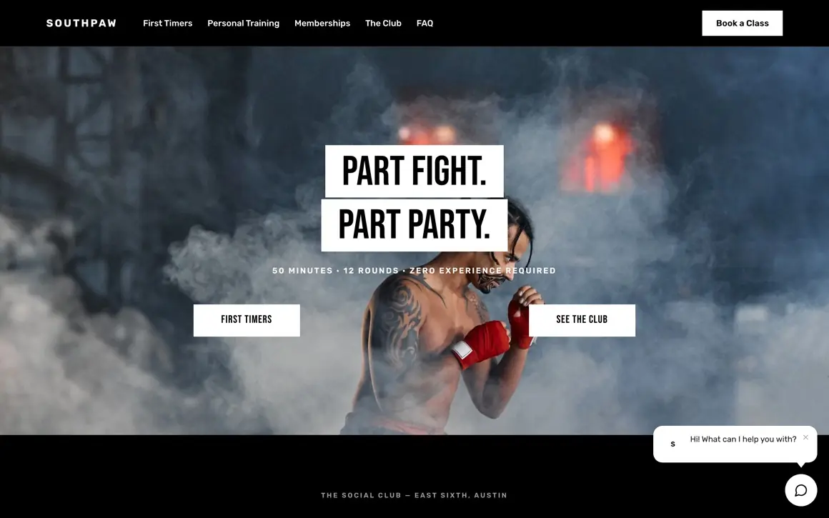 Southpaw, a boxing club site built by Web Factory
